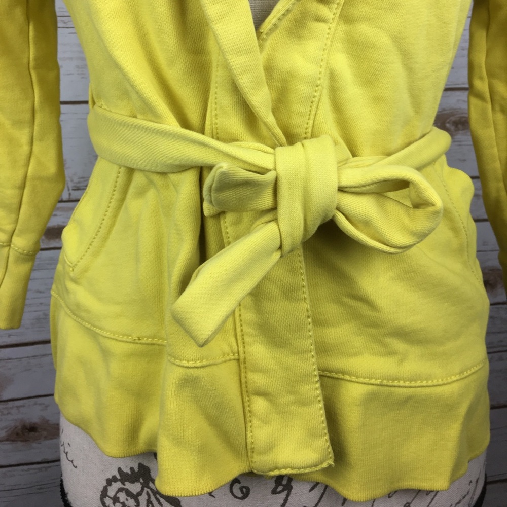 J Crew 3/4 Sleeve Yellow Belted Cotton Jacket Sm - Picture 2 of 8